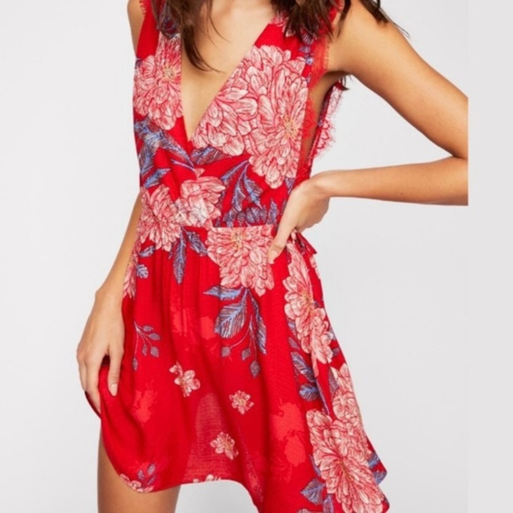 Free People - Marnie Printed Mini Dress Red Floral